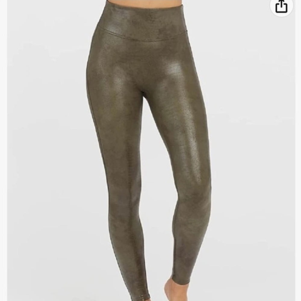 NEW SPANX Green Python Snake Print Leggings Medium - image 2